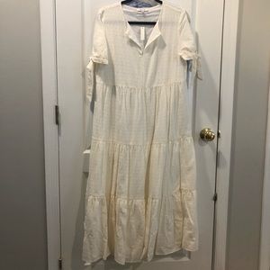 NWT Madewell dress.  Off white with bows on shoulder.